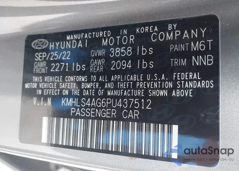 2023 Hyundai Elantra Sel z USA, uszkodzony, nr VIN KMHLS4AG6PU437512